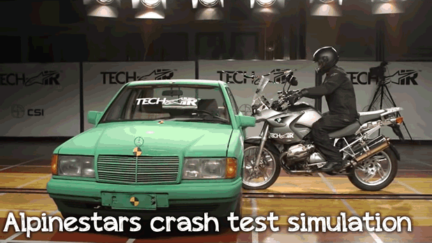 Motorcycle air bag crash test