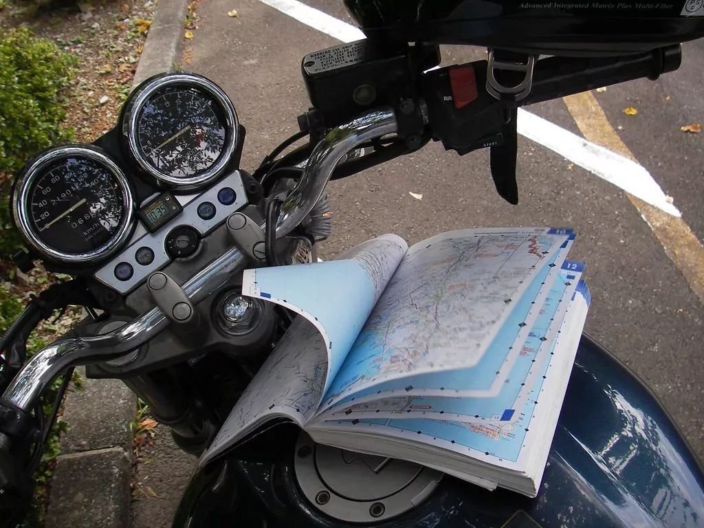Motorcycle and Road Map