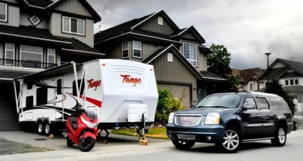 Scooter, Trailer and SUV