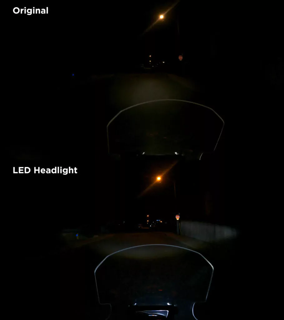 BMW G650GS LED Headlight before and after comparison