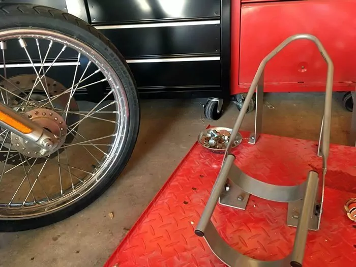 DIY Motorcycle Table Lift Side Extensions - wheel chock