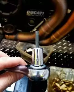 Diavel drain plug takes a 5 mm hex key