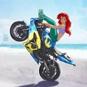 Disney Princess Ariel on a Motorcycle
