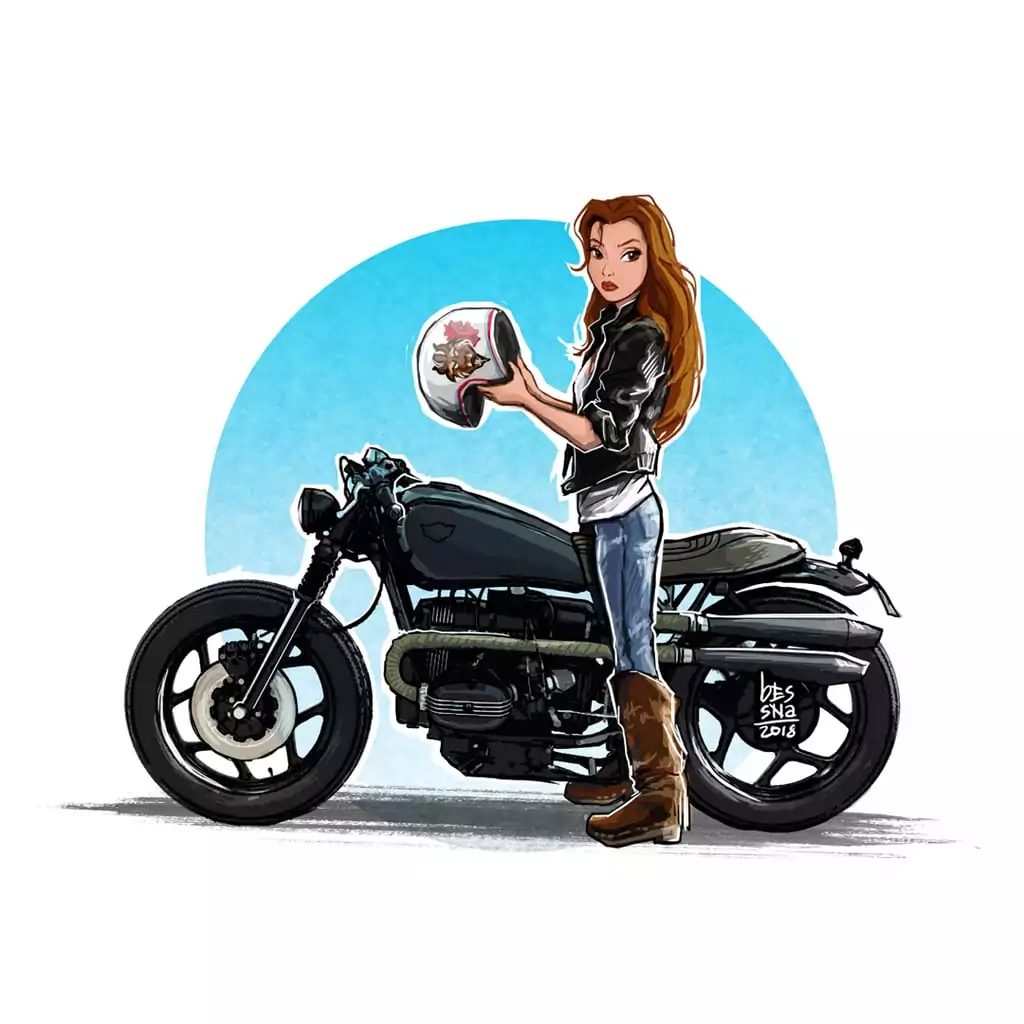 Disney Princess Belle on a Motorcycle