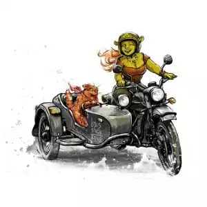 Disney Princess Fiona on a Motorcycle
