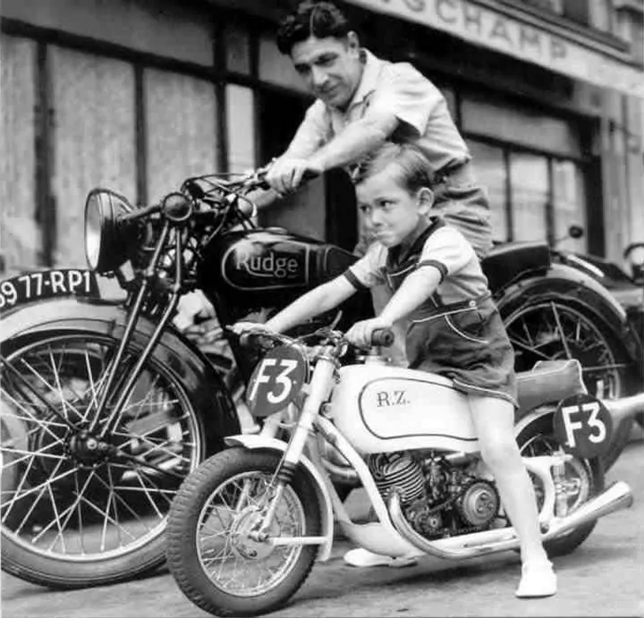 Father and Son on Vintage Motorcycles