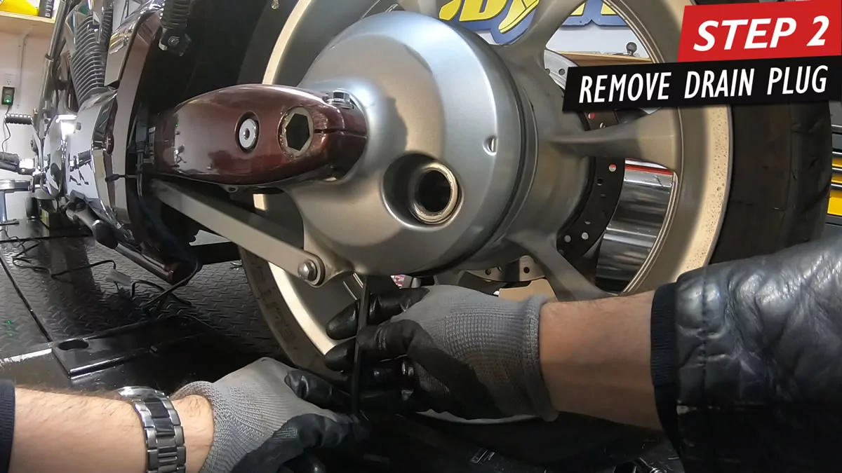 Honda Fury Shaft Drive Oil Change - Step 2 - Remove drain plug