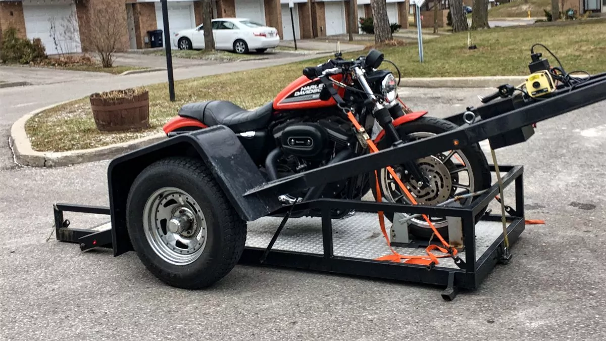 Motorcycle Towing Toronto - Harley on trailer