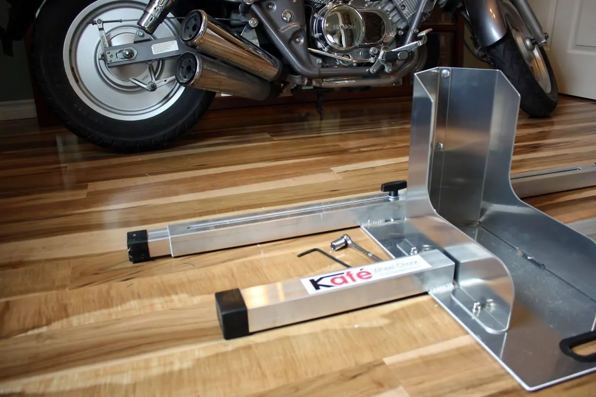 Kafe Adjustable Motorcycle Wheel Chock assembly