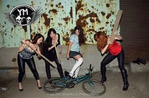 Motorcycle Girls Attack Bicycle