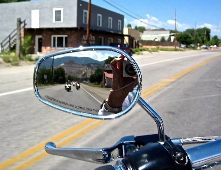 Motorcycle Mirror Riding Pic