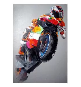 Motorcycle Racer Oil Painting