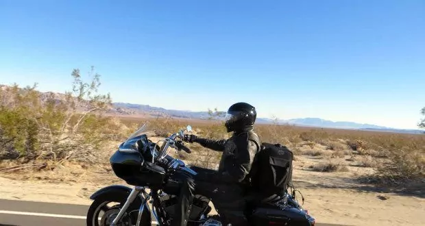 Motorcycle Riding Box Canyon by Joshua Tree