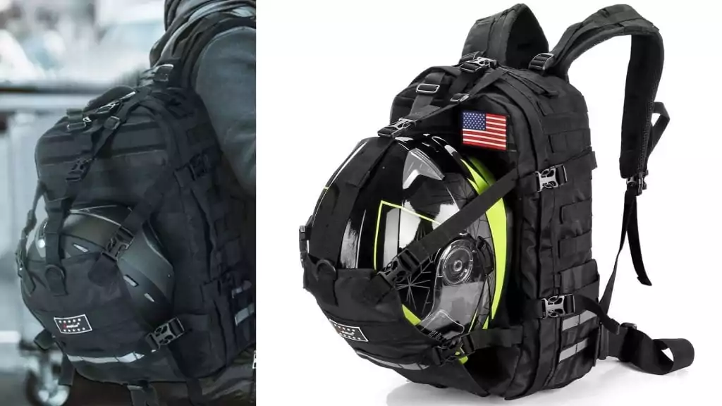 Motorcycle helmet backpack