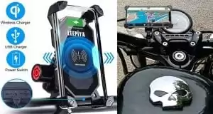 Motorcycle phone mount with wireless charging