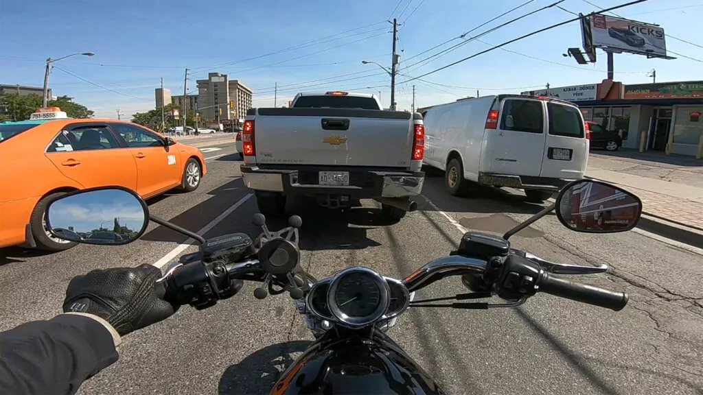 Motorcycle stuck in traffic