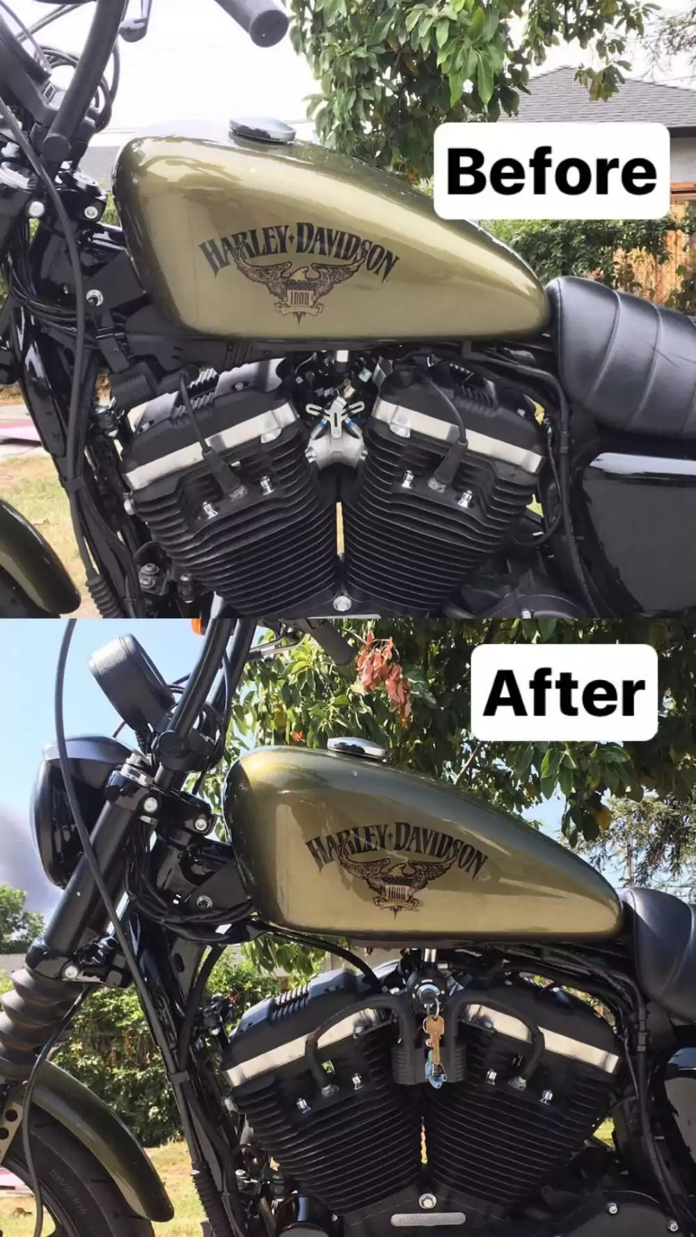 Sportster Ignition Switch and Coils Relocation Before and After