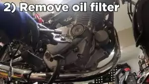 Suzuki TU250 oil change - step 2 remove oil filter