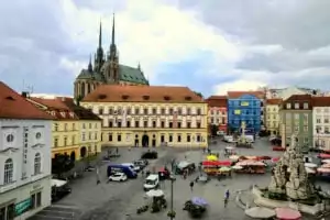 The historic town square of Brno