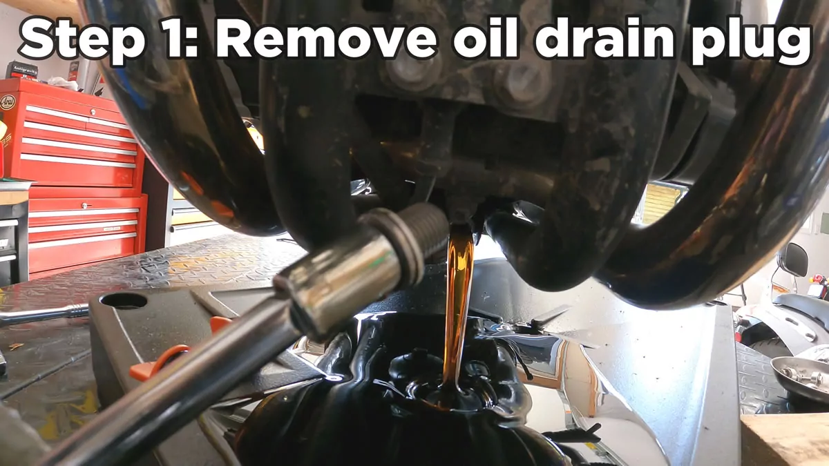 Triumph Bonneville oil change - remove oil drain plug