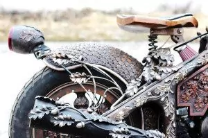 Wood Motorcycle Sculpture