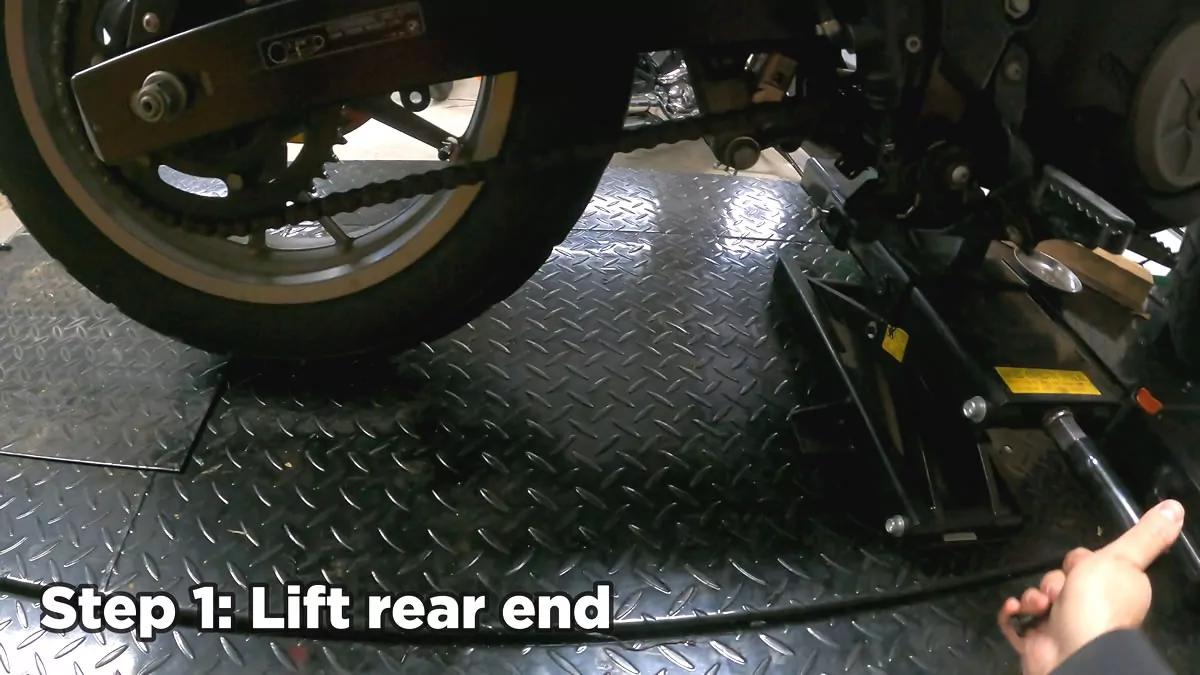 how to remove rear motorcycle wheel - jack stand