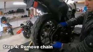 how to remove rear motorcycle wheel - remove chain
