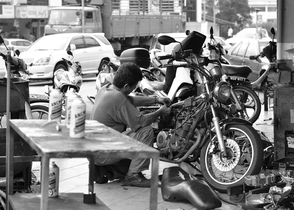 Motorcycle Mechanic at Work