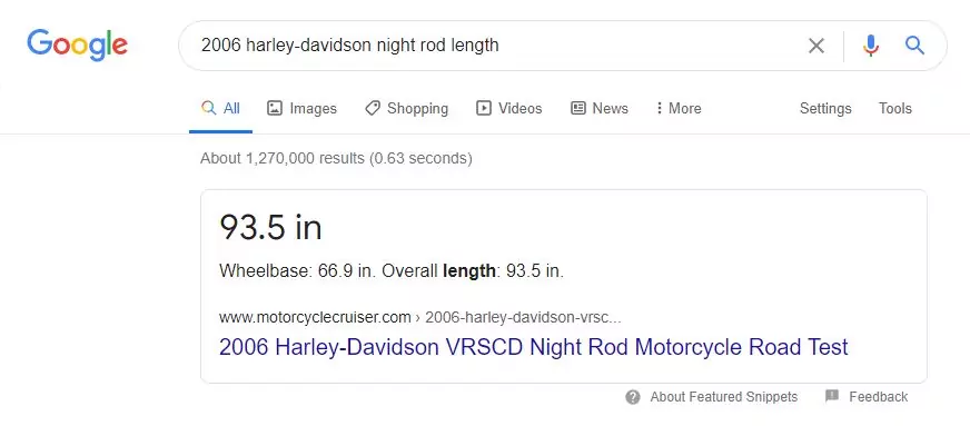 motorcycle length google search